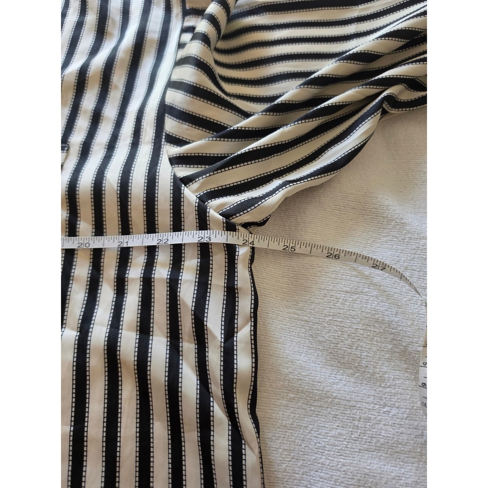 ee:some Black White Striped Button Down Shirt Dress Long Sleeve High Low Medium - Picture 3 of 6